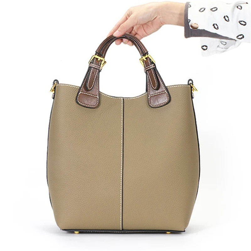 Luxury Designer Shoulder Bag Tote Bag Women's Genuine Leather Bucket Bag First Layer Cowhide Handbag Portable Messenger Bag 2022