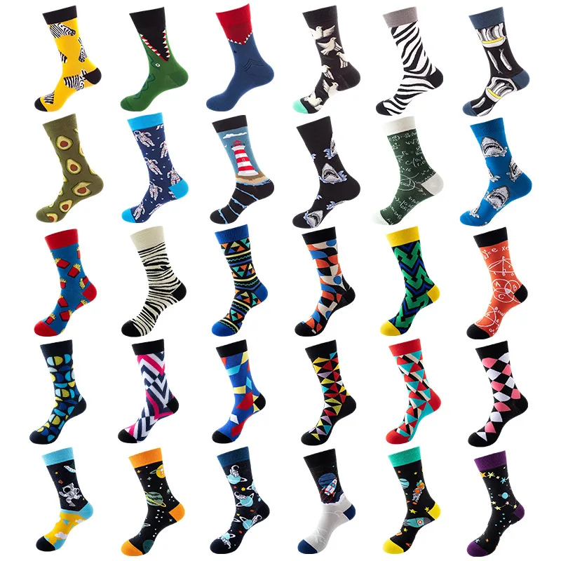 1pair PLUS SIZE 41-46 Combed Cotton Fashion Hip Hop Man woman Socks Harajuku  fruit Skateboard animal Happy Socks Funny Sokken images - 6