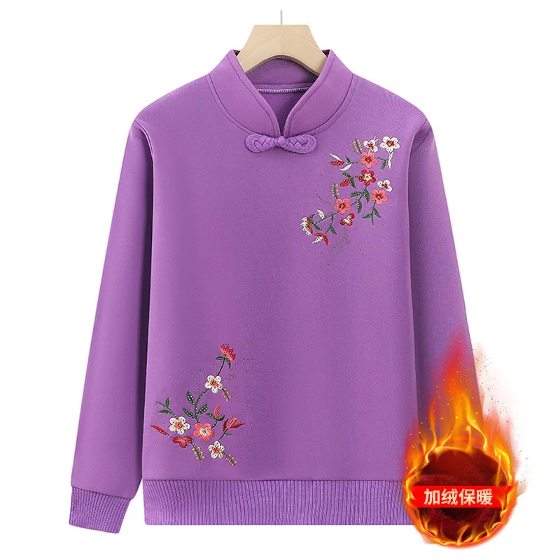 Теплый свитер для мамы пуловер с вышивкой свободный утолщенный женский топ