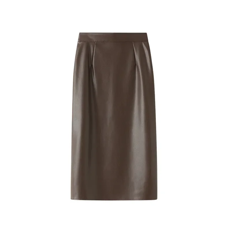 

Autumn Pu Leather Skirt Split Hem Women Bodycon Skirt High Waist Women Winter Skirt Femme Faldas Jupe Saia