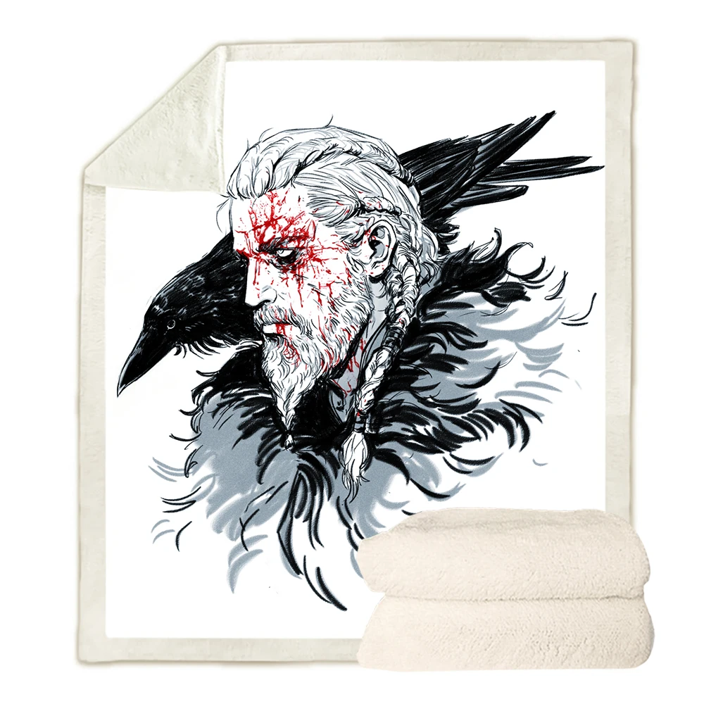 

Одеяло CLOOCL викингов мужское, ворона с 3D принтом, офисное покрывало для сна, портативное одеяло для дивана и автомобиля, Прямая поставка
