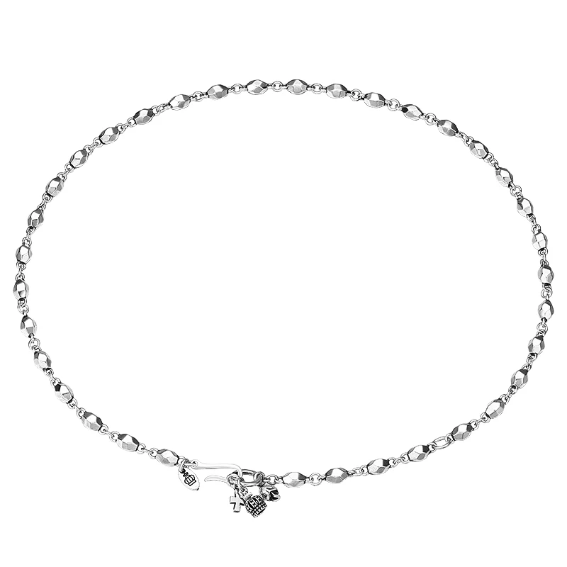 

Pure Silver Small Stone Chain Necklace For Men Male 925 Sterling Silver Sweater Chain Women Thai Silver Chain Customizable Leng