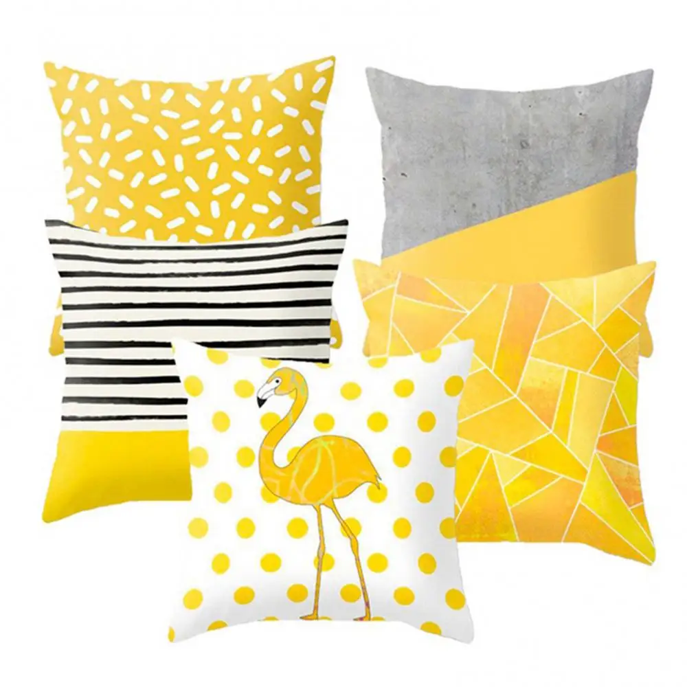 

Cushion Cover Geometric Square Pillowcase Yellow Pineapple Car Home Sofa Decor