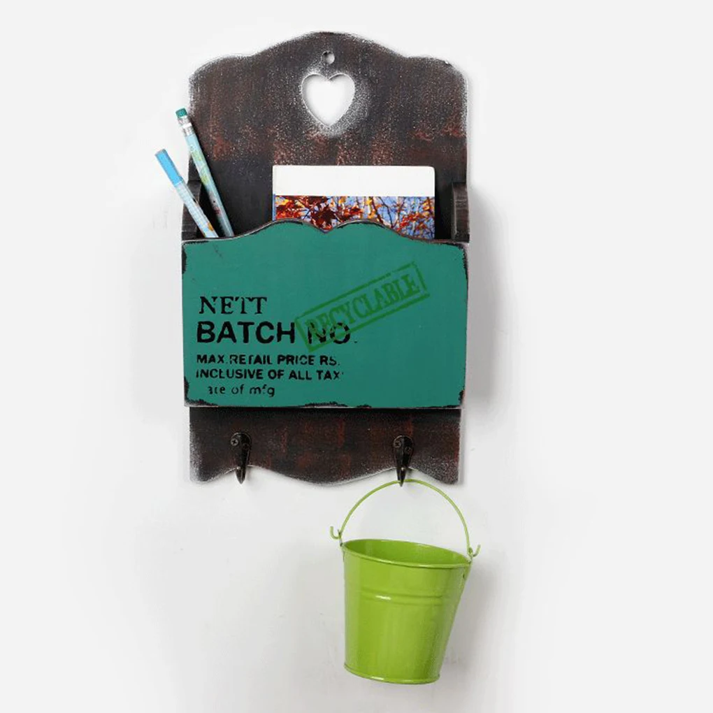 

New Arrival American Rural Style Home Decor Letter Holder Wooden Hanging Shelf Storage Rack Hooks