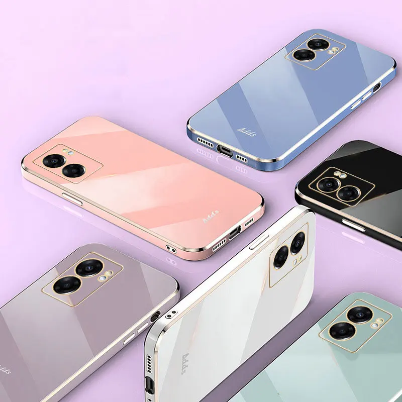 Фото Чехол с квадратной рамкой для OPPO A77 5G, чехол с золотым покрытием oppp A77, чехол для s A77 5G, чехол для A 77 A77 A57 №2