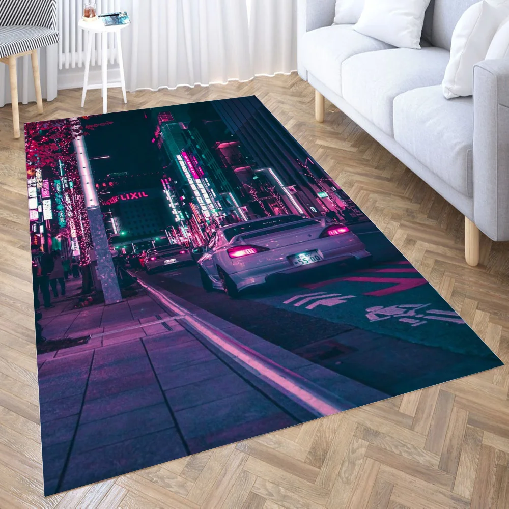 

Cyberpunk Ginza Tuners Area Rug for Living Room Floor Mat Carpet for Bedroom Bedside Entrance Doormat Anti-slip Home Decor