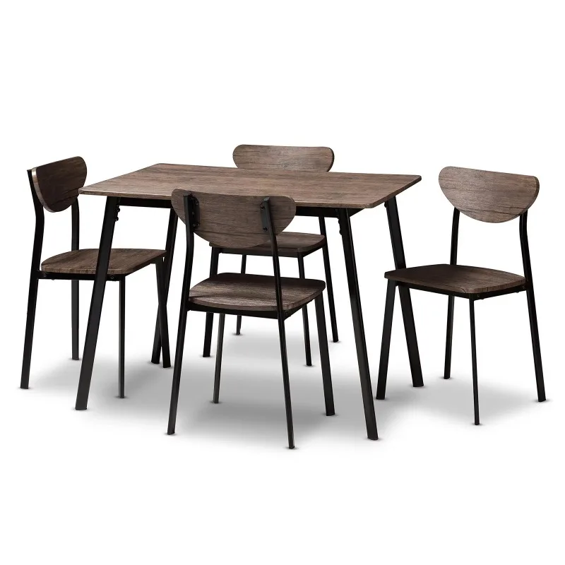 

Baxton Studio Ornette Mid-Century Modern Matte Black Frame 5-Piece Dining Set