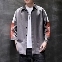 summer stitching contrast color seven quarter sleeve shirt mens korean style fashion pure cotton slim fit non iron casual shirt