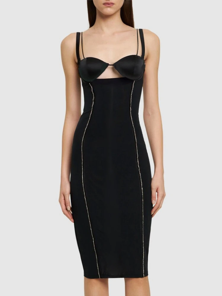 Сексуальное бандажное платье на бретельках с бриллиантами и цепочкой женское