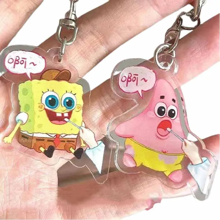 

Spongebob Squarepants Acrylic Keychain Accessories Patrick Star Key Buckle Pendant Cartoon Figure Models Keychain Toys Gifts