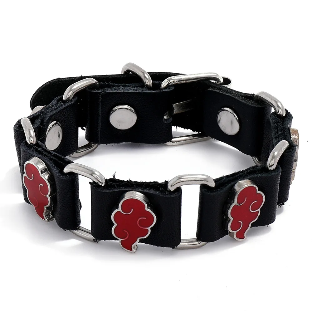 

Anime Naruto Red Cloud Xiao Organization Logo Cattle Leather Bracelet Ornament Accessories