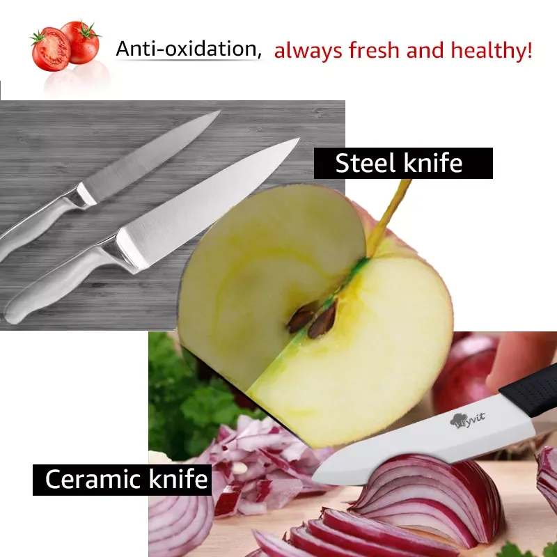 

2023 Ceramic Knives Kitchen knives 3 4 5 6 inch Chef knife Cook Set+peeler white zirconia blade Multi-color Handle High Quality