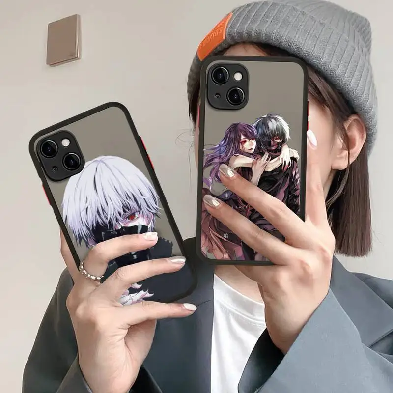 

Tokyo Ghoul Trendy Anime Kaneki Ken Phone Case for iPhone 11 12 13 Mini Pro Xs Max 8 7 6 6S Plus X XR Solid Candy Color Case