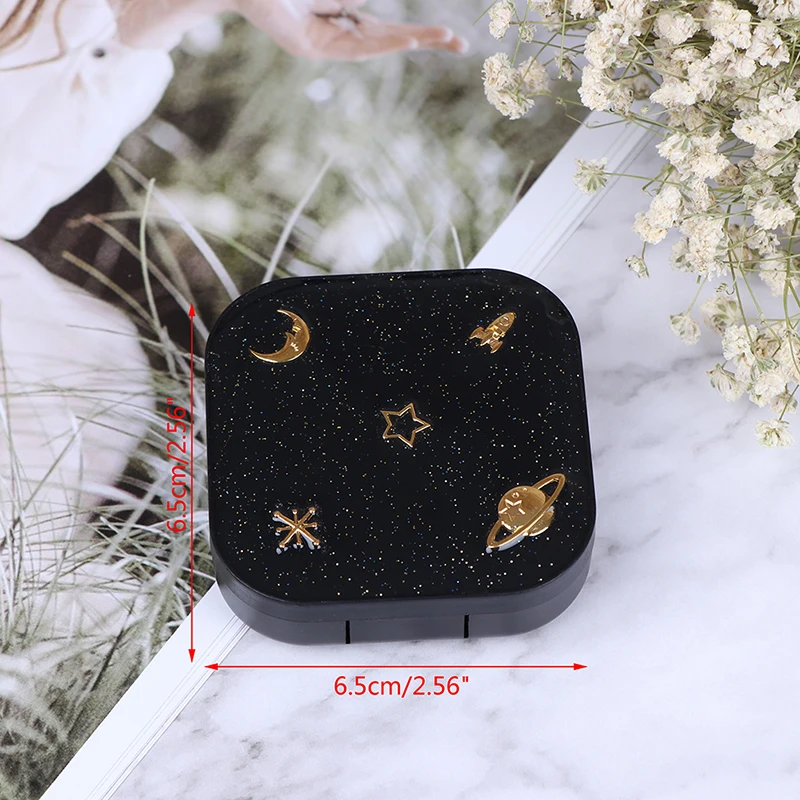 

Portable Moon Star Space Black Contact Lenses Box With Mirror Contact Lens Case For Women Kit Holder Eyewear Accessaries
