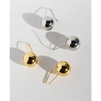 brass with 18k gold ball hoop earrings women jewelry party boho t show gown runway rare korean japan trendy