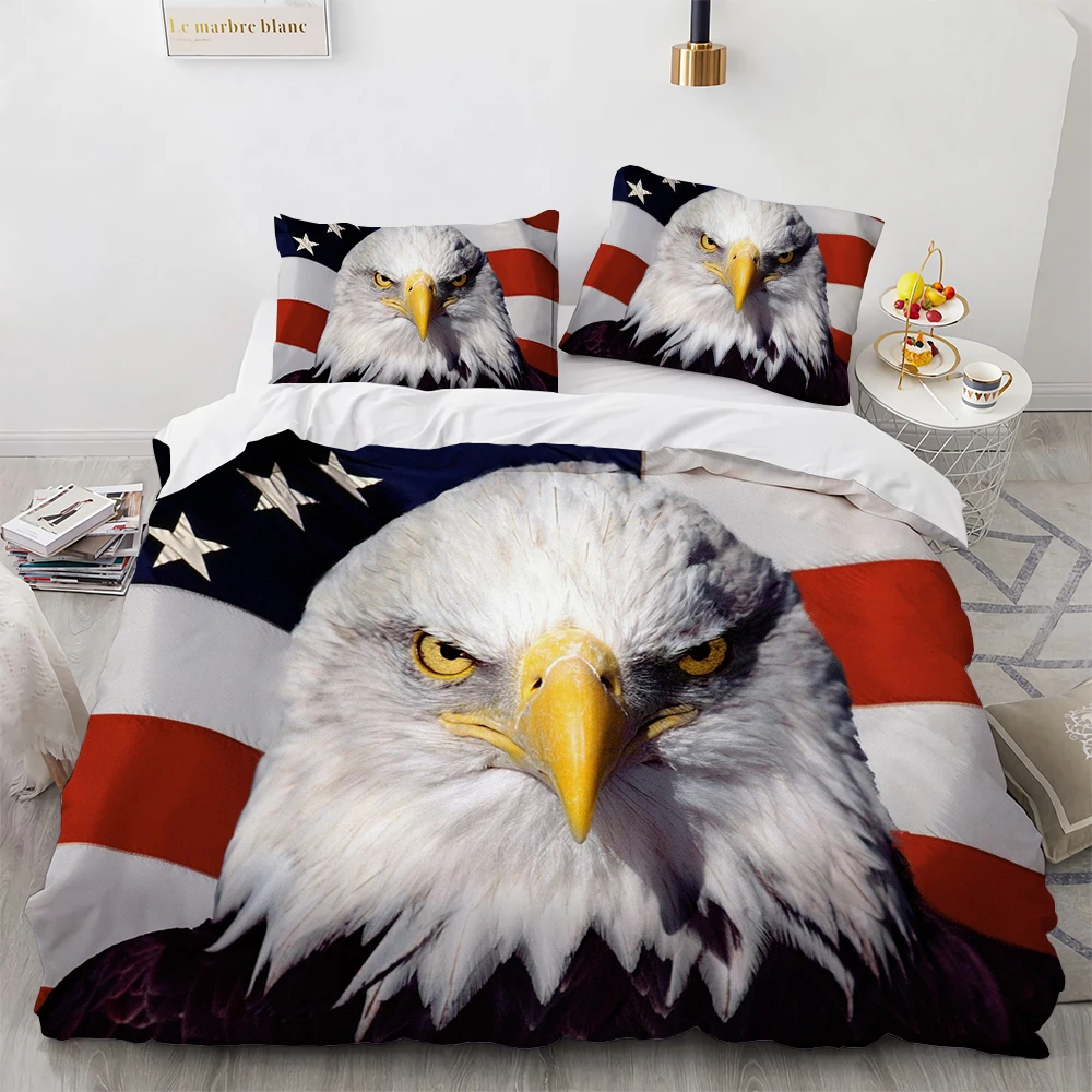 Eagle American Flag Duvet Cover Set 3D Print Bedding Set Twin Full Queen King Comforter Cover Set&Pillowcases for Boys Girls Kid images - 6