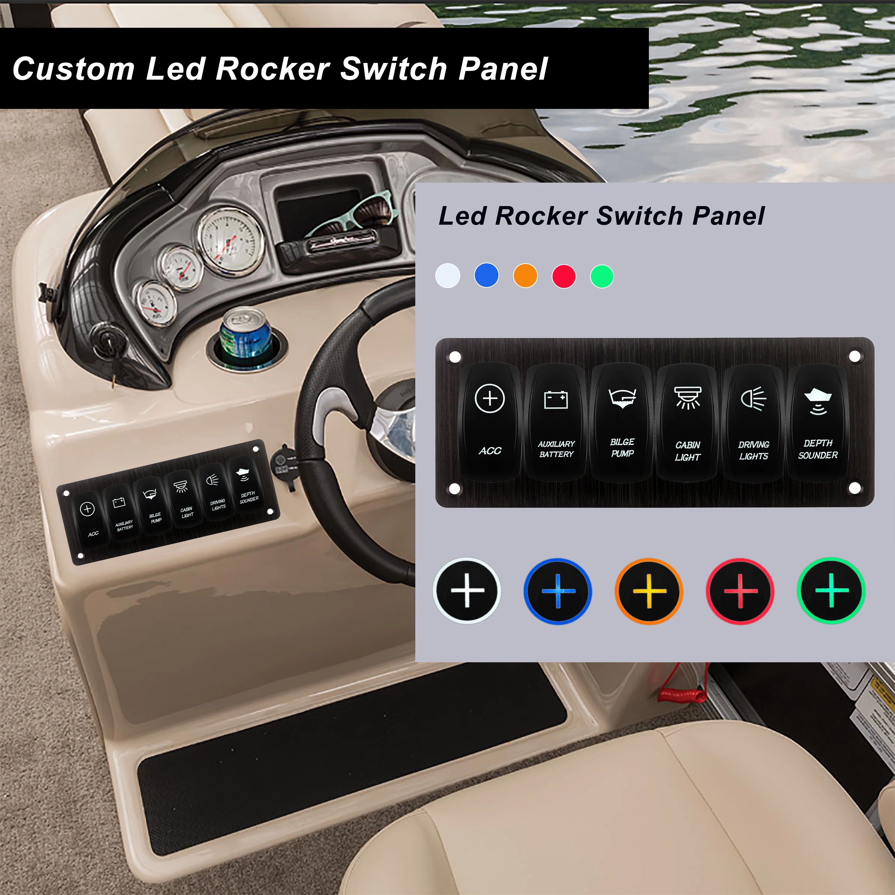 Пользовательская 6-клавишная алюминиевая клавишная панель проводная с 12 В 20 А