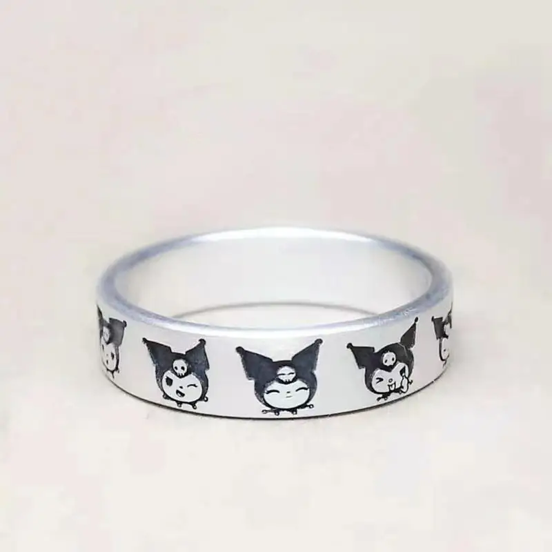 

Kawaii Sanrioed Kuromi Hellokittys аксессуары кольцо ювелирные изделия белое медное покрытие S925 серебро парное кольцо Регулируемый подарок для девочек