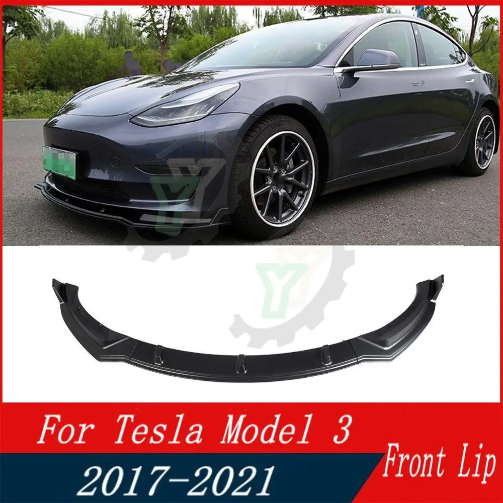 

3PCS Car Front Bumper Lip Spoiler Splitter Diffuser Detachable Body Kit Cover Guard For Tesla Model 3 2017 2018 2019 2020 2021