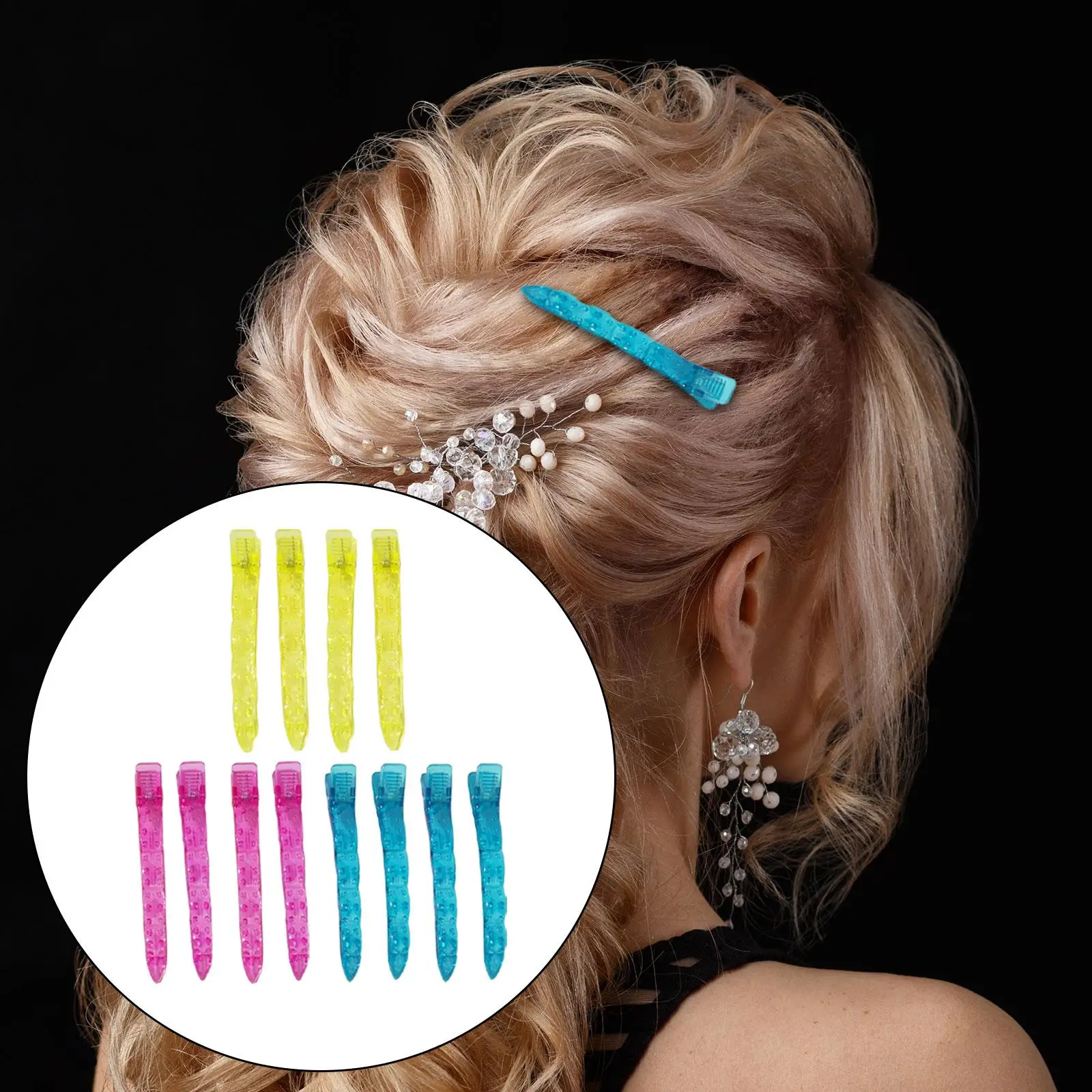 

12Pcs Multicolored Sectioning Hair Clips Professional Nonslip Hair Styling Clamps for Stylists Hairdressing Cutting Face Washing