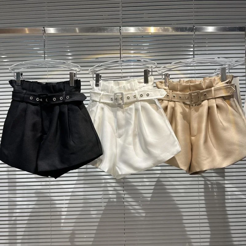 

Шорты BORVEMAYS женские с завышенной талией, однотонные свободные штаны с поясом, весна-лето 2023