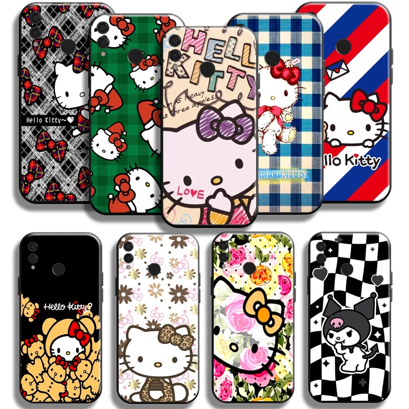 

Cartoon Kuromi Hello Kitty Cat Phone Case For Huawei Honor 8X Cover Black Funda Soft Cases Liquid Silicon Back Shockproof