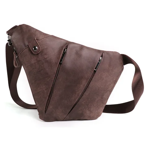 Мужская сумка-слинг из натуральной кожи, винтажная нагрудная сумка для коротких поездок, кросс-боди, сотовый телефон 2024