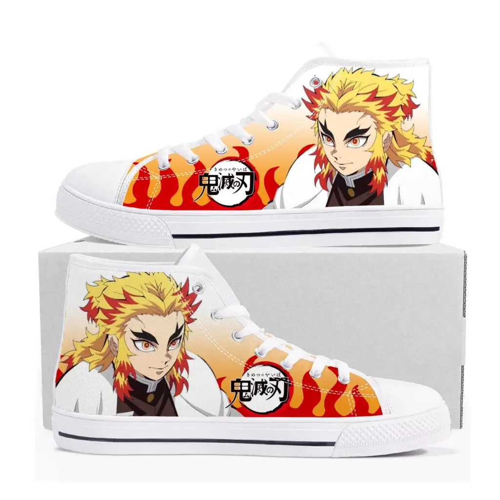 

Kyojuro Rengoku Demon Slayer kimetsu no yaiba High Top Sneakers Mens Womens Teenager Canvas Sneaker Couple Shoes Custom Shoe
