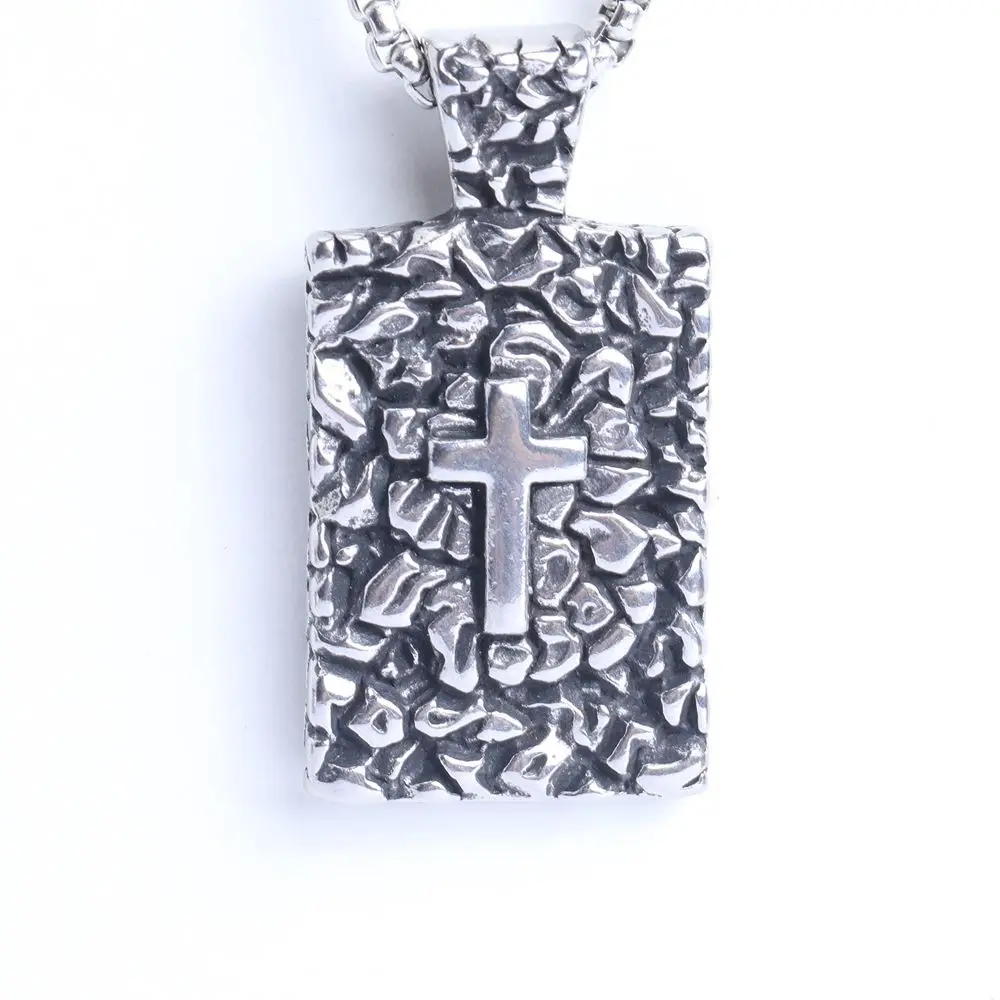 

Punk Cross Tag Men Stainless Steel Necklace Hip Hop Fashion Gothic Pendant Necklaces Jewelry Valentines Gift Best Friend