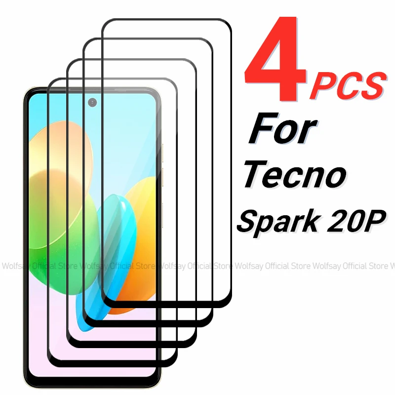 Закаленное стекло для Tecno Spark 20P защитная пленка экрана полное клеевое телефона 2/4