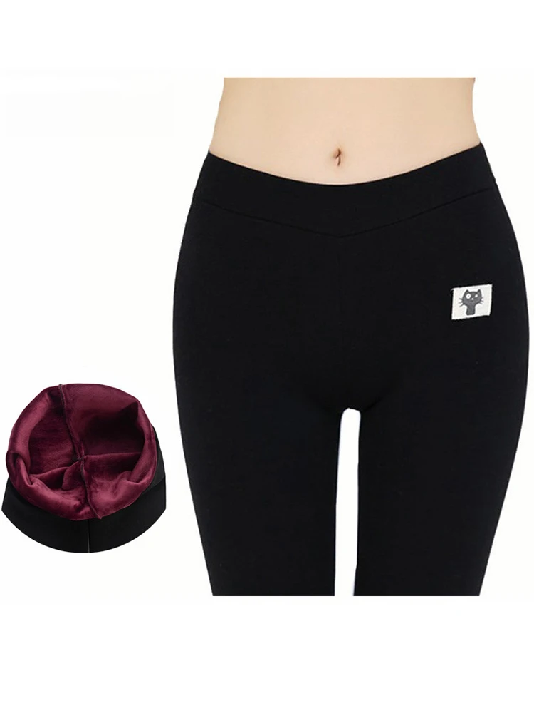 CUHAKCI Thick Velvet Pants Warm Leggings Hot New Fashion Women Winter Trousers High Elasticity Good Quality Casual Black Leggins | Женская