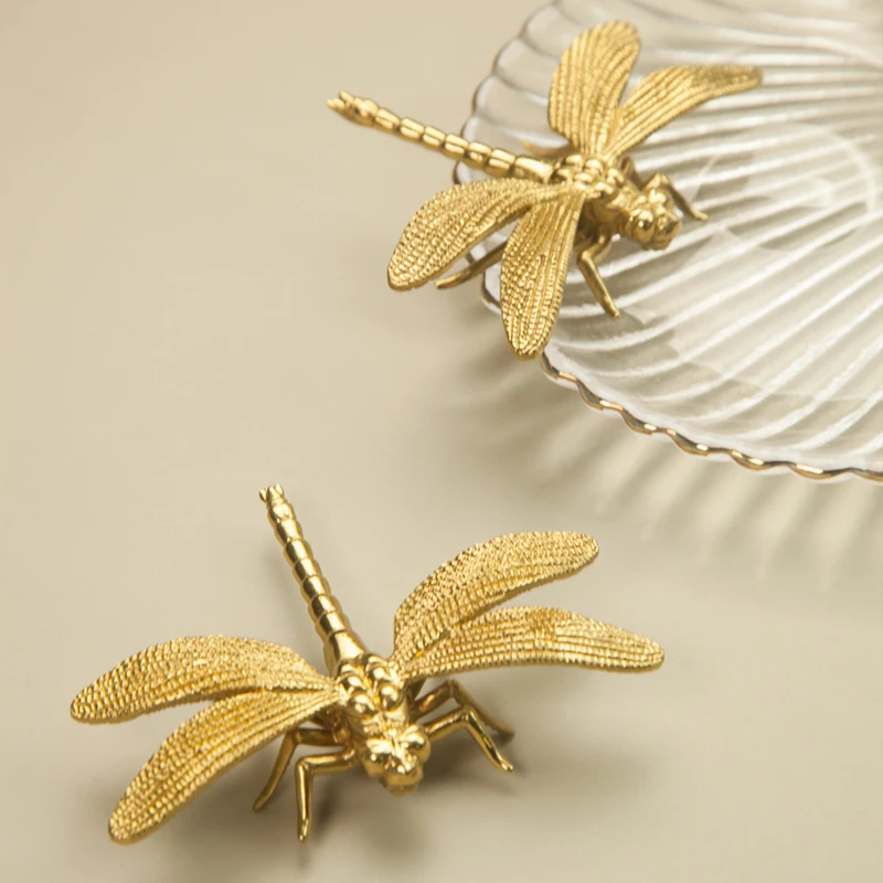 

Exquisite 10PCS Pure Brass Dragonfly Design Furniture Handles Drawer Pulls Cupboard Wardrobe Dresser Shoe TV Wine Cabinet Pulls
