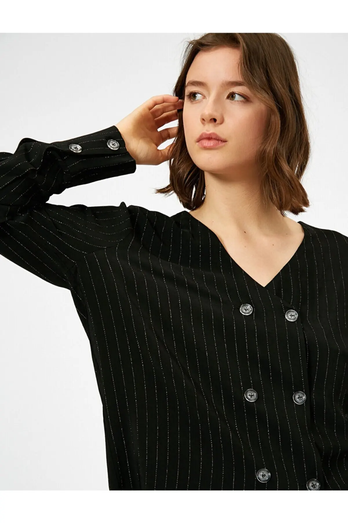 

Яркая полосатая блузка на пуговицах, летние женские рубашки, модные женские блузки, красивая и дешевая женская блузка, 35813300