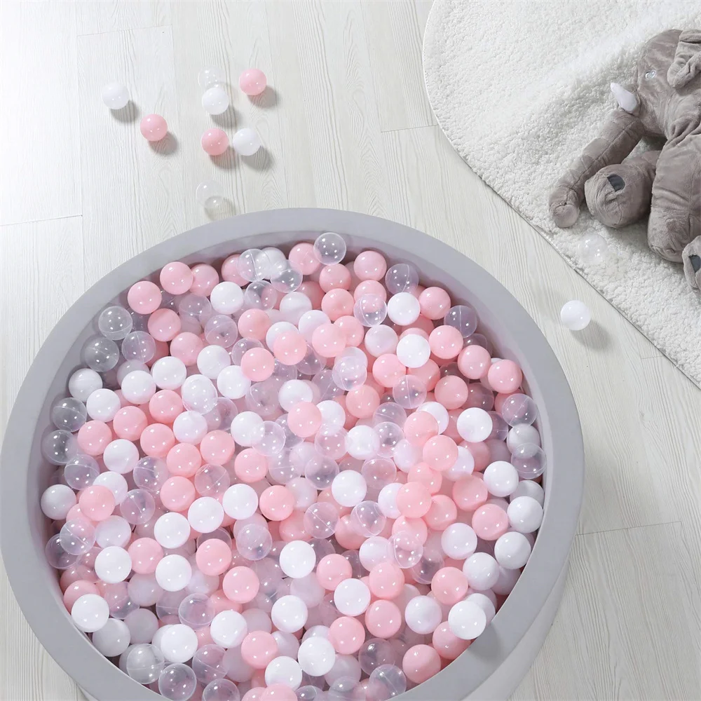 

ORZKIDS Ball Pit Balls Children Play Soft Plastic Crush Proof Kids Ball Pits Baby Toddler Toy Ball with 3 Color White Clear Pink