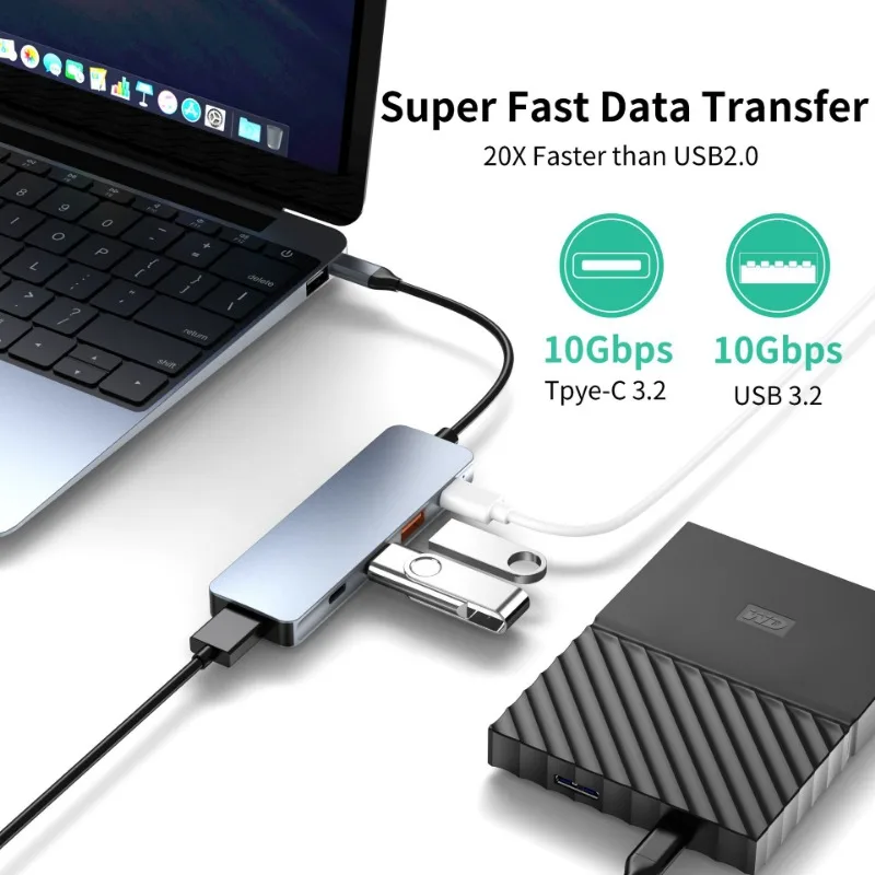 Концентратор USB3.2 Gen2 10 Гбит/с с блоком питания 5 В