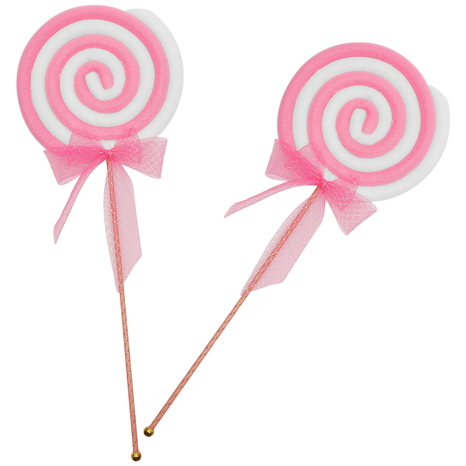 

2 Pcs Christmas Lollipop Props Child Pink Decorations Stick Plastic Unique Ornaments