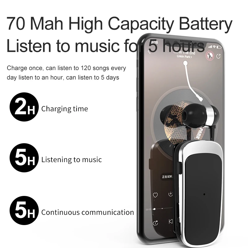 Mini Portable Wireless Bluetooth Earphone In-Ear Headset Vibrating Alert Wear Clip Hands Free Earphones ears in lotus with wire