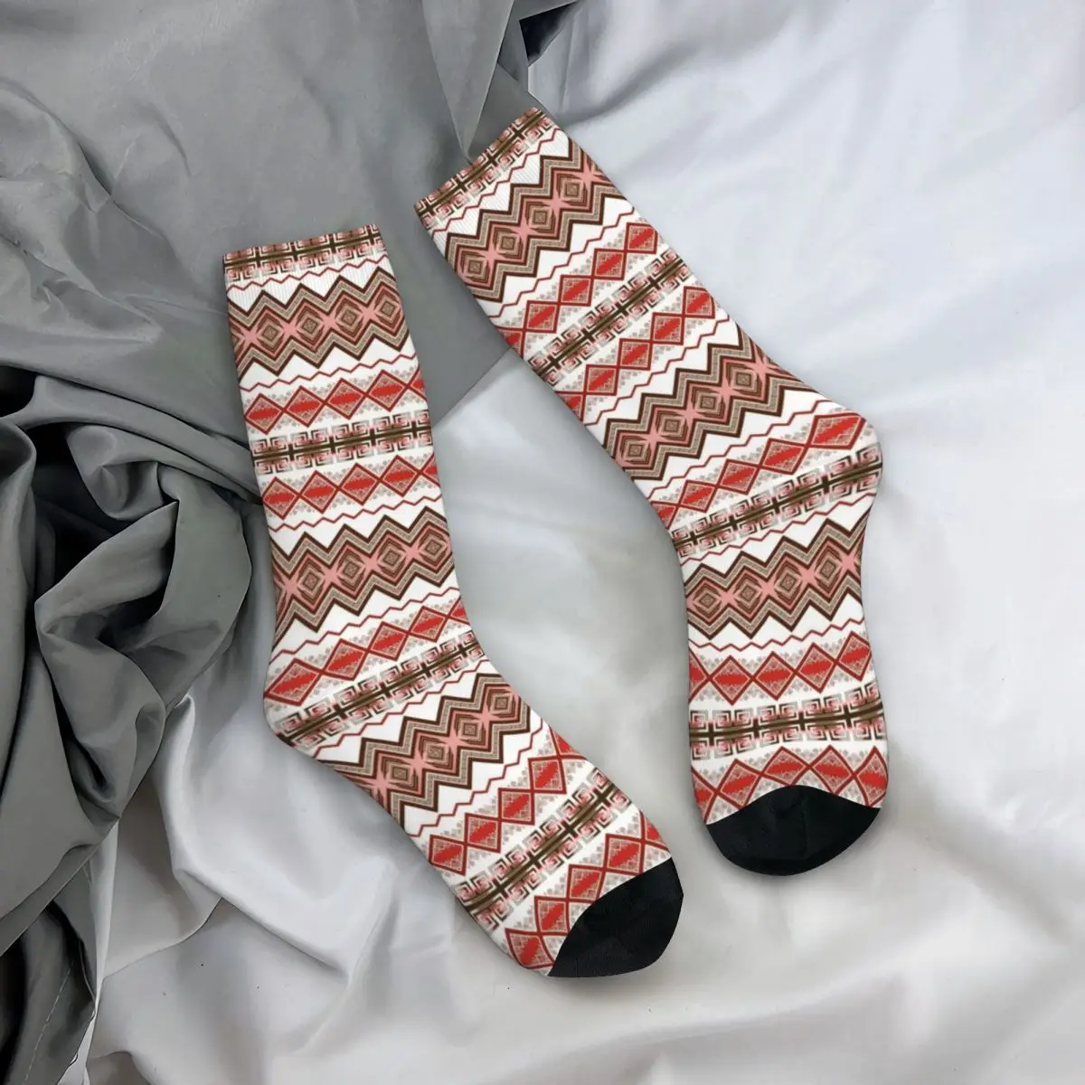 

Happy Funny Men's Socks Casual Aztec Stripes Fire Elements Zig Zag Sock Polyester Sport Women Socks Spring Summer Autumn Winter