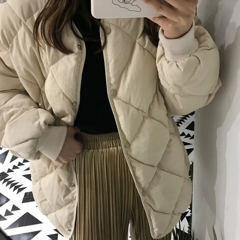 2022 New Office Fashion Casual Winter Thicken Windbreaker Coat Women Warm Loose Cotton Coats Long Sleeve Outerwear High Quality