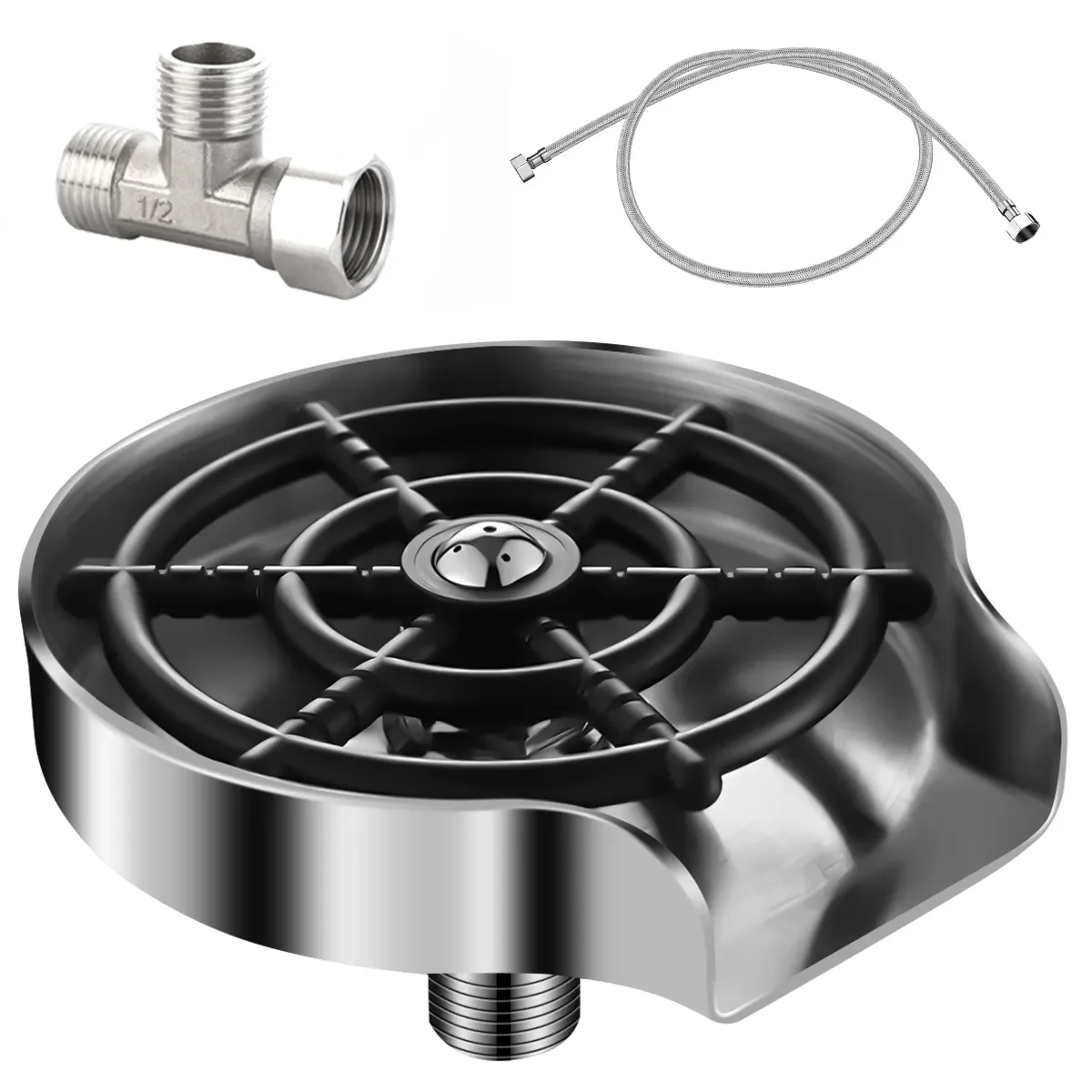 

Automatic Glass Cup Washer with High-Pressure Rinser for Kitchen Sink - Perfect for Cleaning Coffee, Beer, Milk & Tea Cups - Acc