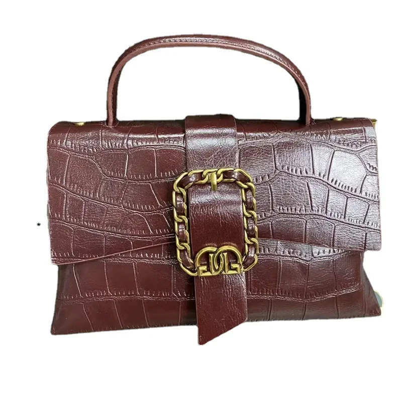 Light Luxury Brand Leather Stone Handbag Women's Bag 2023 New High-grade Light Luxury Purse One-shoulder Satchels