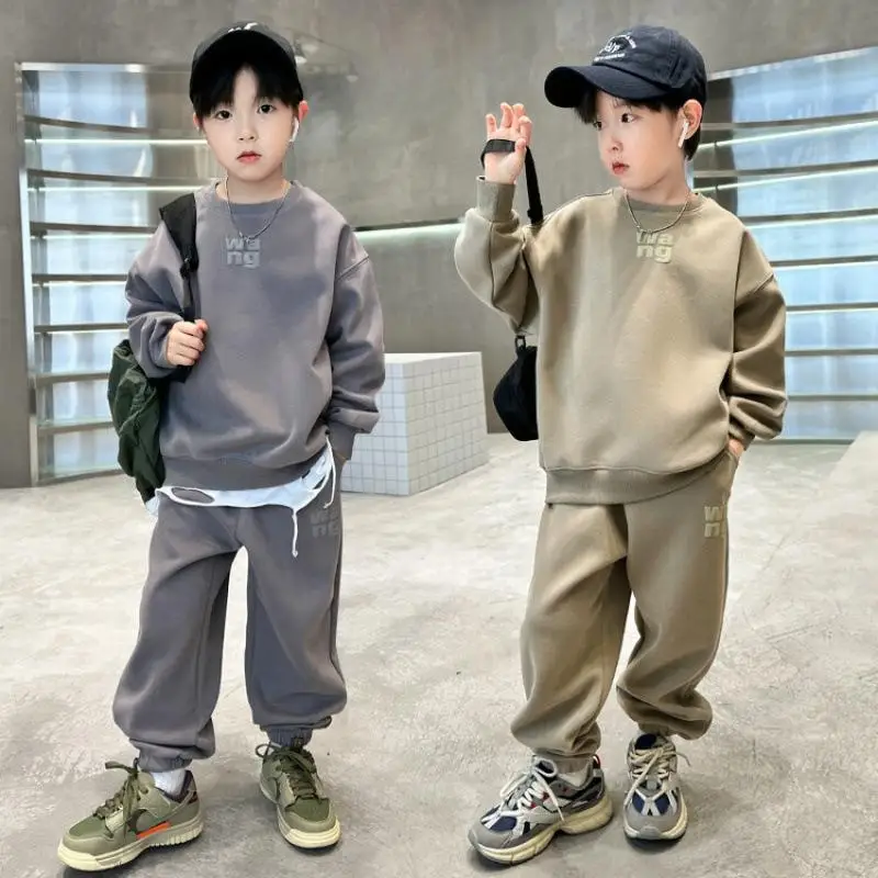 

Spring and Autumn Baby Boy Clothes 2Pcs Children's Set Long Sleeve Letter Sweatshirt Wide Leg Pant Outfits Clothing 2-8 Year
