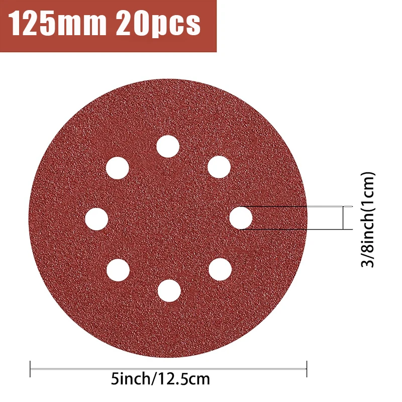 10/20/50 шт. шлифовальные диски 5 дюймов наждачная бумага с 8 отверстиями шлифовальный лист полировальный шлифовальный диск для металла, дерева, автомобиля, абразивные инструменты