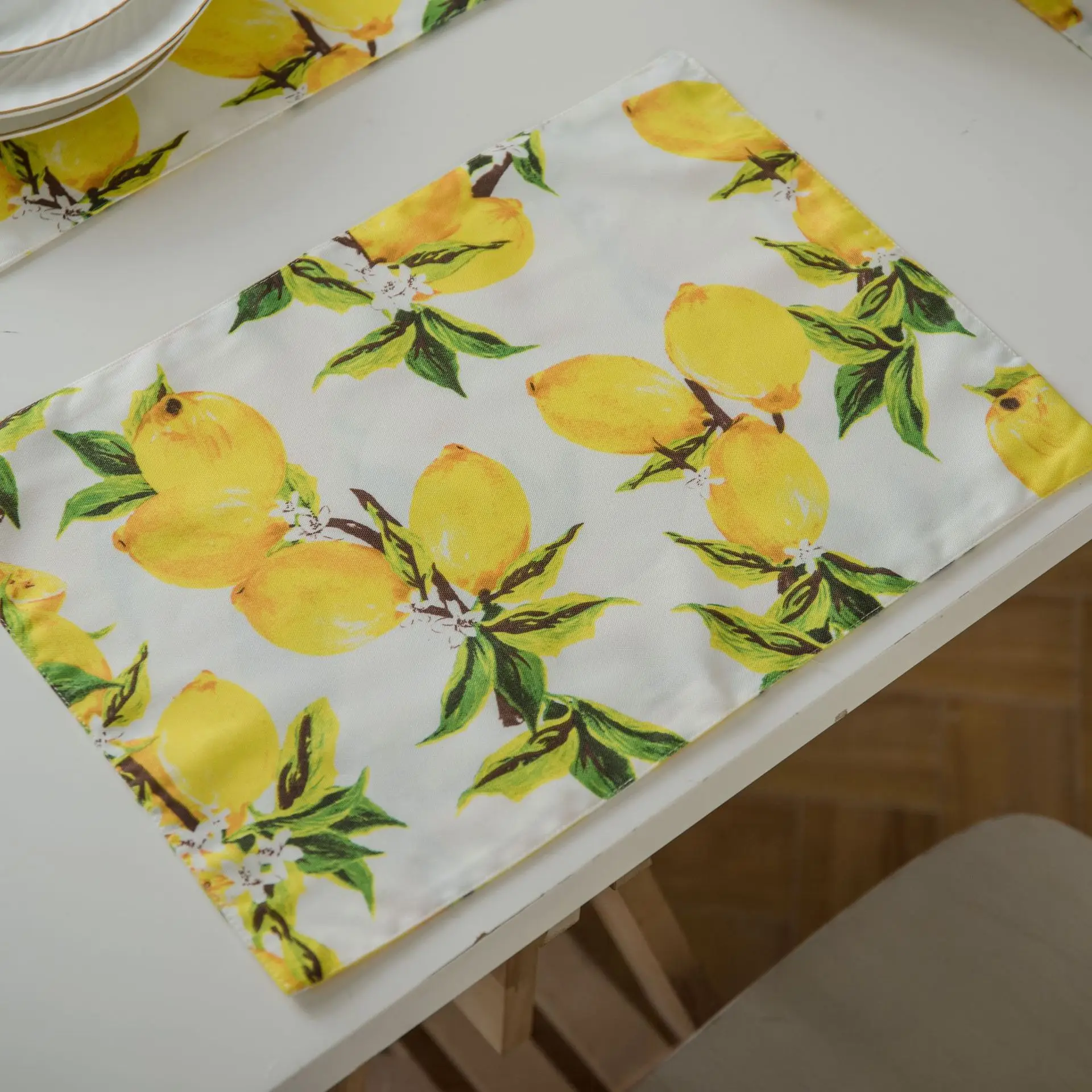 

Lemon Printed Placemat Double-Sided Printing Fruit Fabric Bowl Pad Shooting Background Cloth Home Table Desk Decor 32*45cm