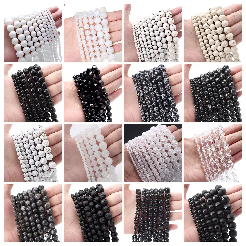 Бусины из натурального камня белый черный матовый оникс агат кристалл