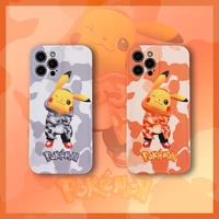 camouflage pikachu pokemon camera protection phone cases for iphone 13 12 11 pro max xr xs max 8 x 7 back cover