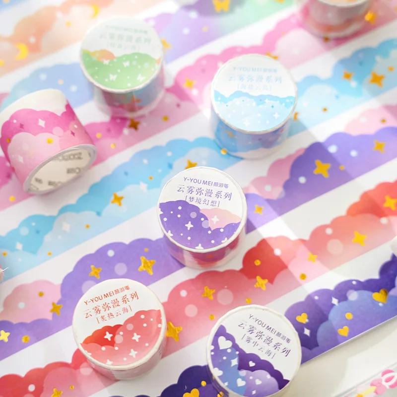

30mm*3m Cute Cloud Style Washi Tapes Bronzing Craft for Junk Journal Deco Photo Album DIY Scrapbooking Kawwaii Tapes