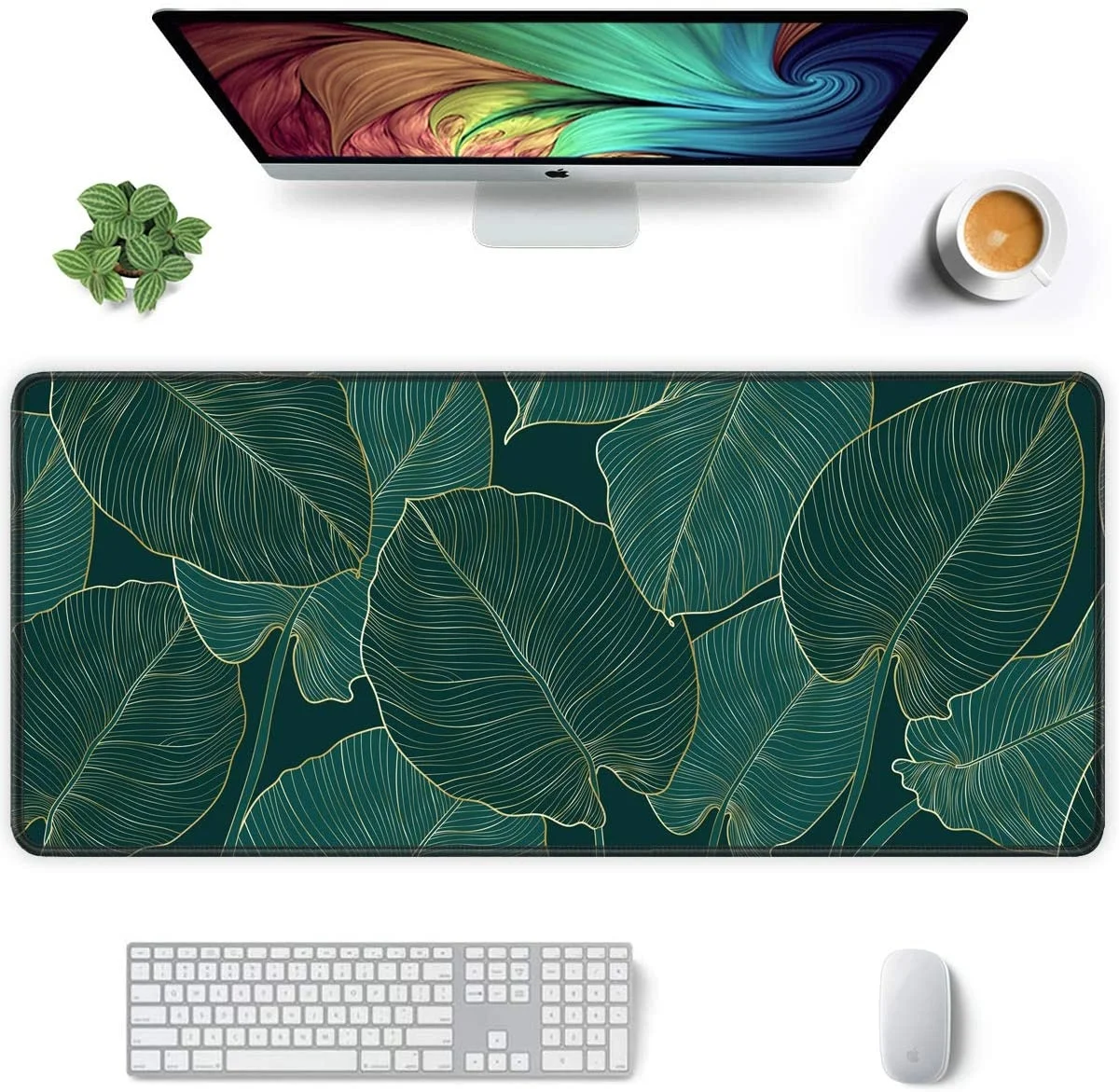 

Mousepad Large Home Desk Mats Mouse Pad Green Tropical Plants Mat Office Soft Carpet Anti-slip Natural Rubber Desktop MousePads