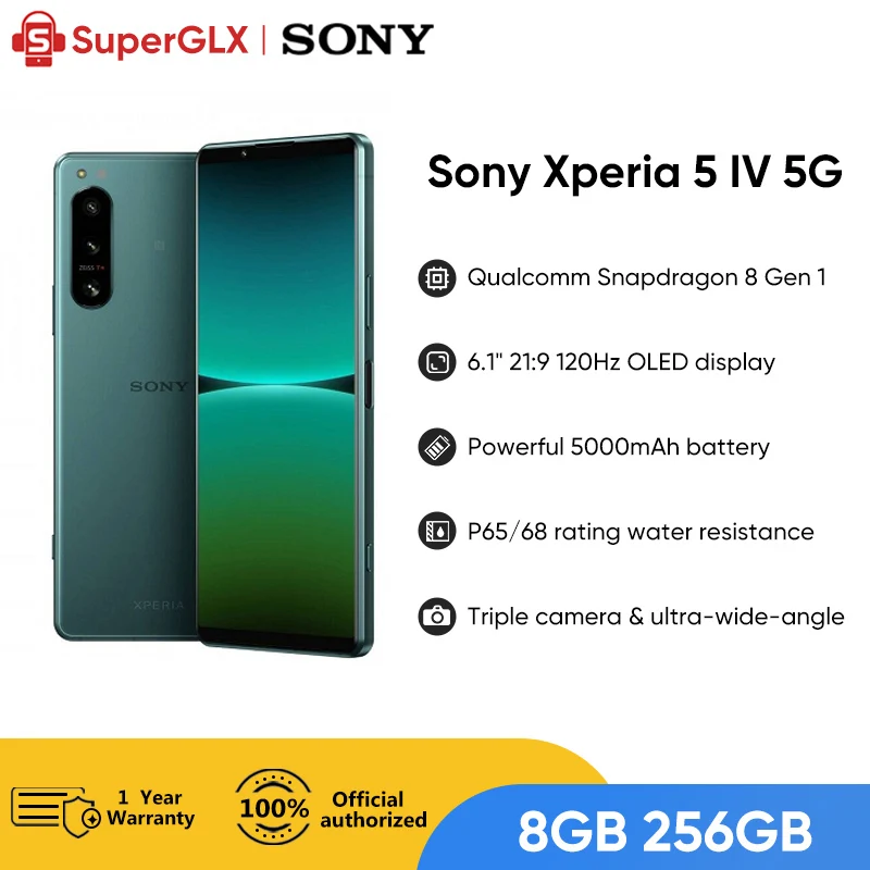 Original New Sony Xperia 5 IV 5G Smartphone Snapdragon 8 Gen 1 5000mAh Battery IP65/68 water resistance 6.1