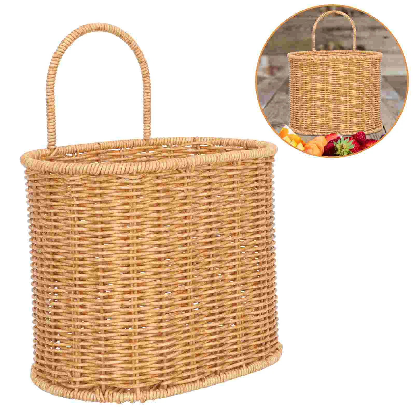 

Creative Decorative Rattan Hanging Fruit Basket Door Hanging Basket Wall Hanging Basket Wall Basket Decor